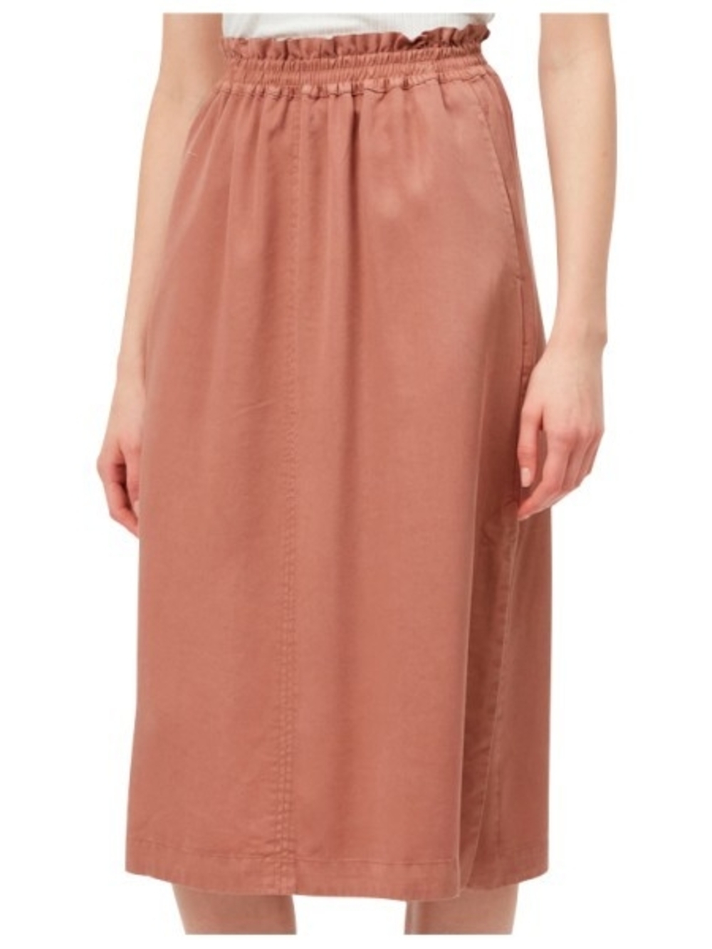 tentree Smocked Waist Midi Skirt in Rosewood